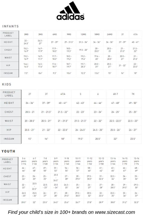 adidas childrens size chart|adidas kids size chart clothing.